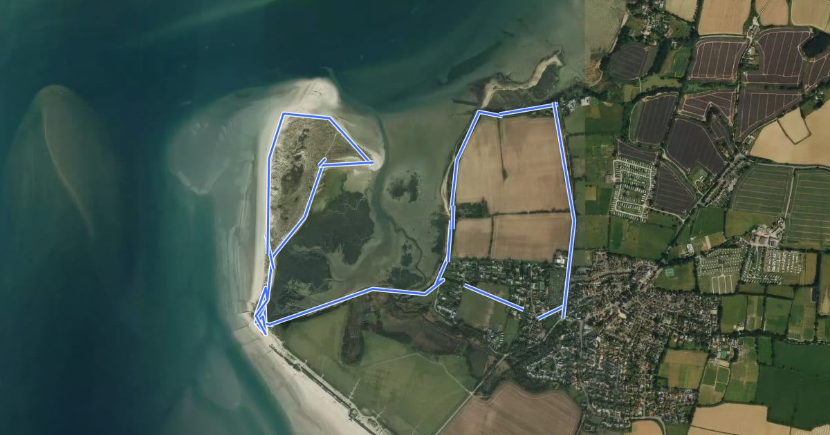 Маршрут East Head and Ellanore Circular Walk, Sussex East на спутниковом снимке