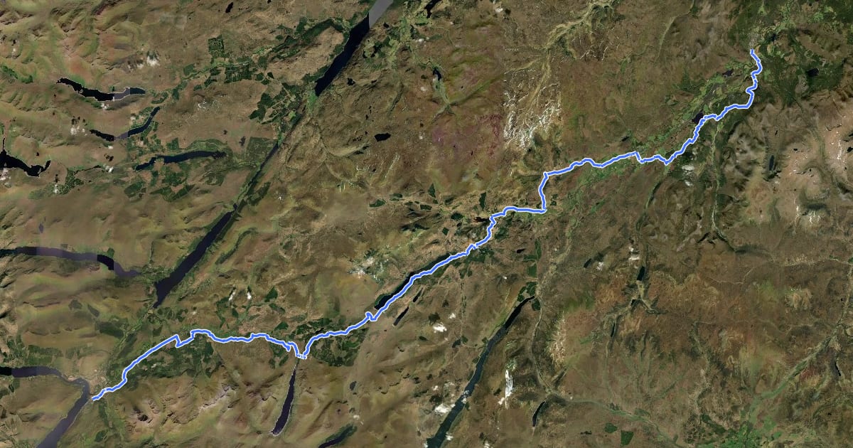 Маршрут East Highland Way на спутниковом снимке