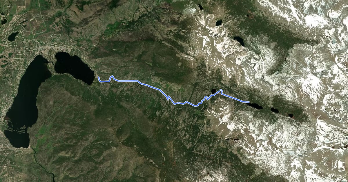 Маршрут East Inlet Trail на спутниковом снимке