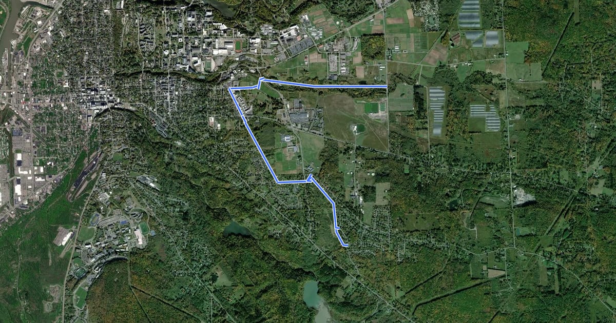 Маршрут East Ithaca Recreation Way на спутниковом снимке