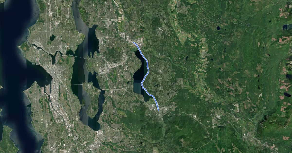 Маршрут East Lake Sammamish Trail на спутниковом снимке
