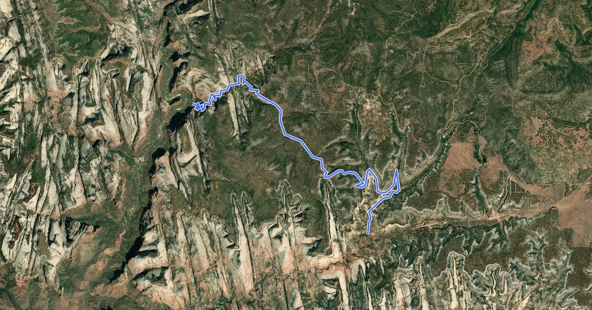 Маршрут East Rim Trail на спутниковом снимке