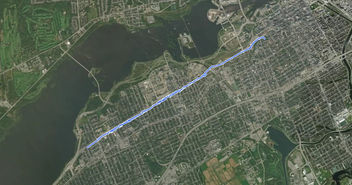 Маршрут East–West Crosstown Bikeway на спутниковом снимке