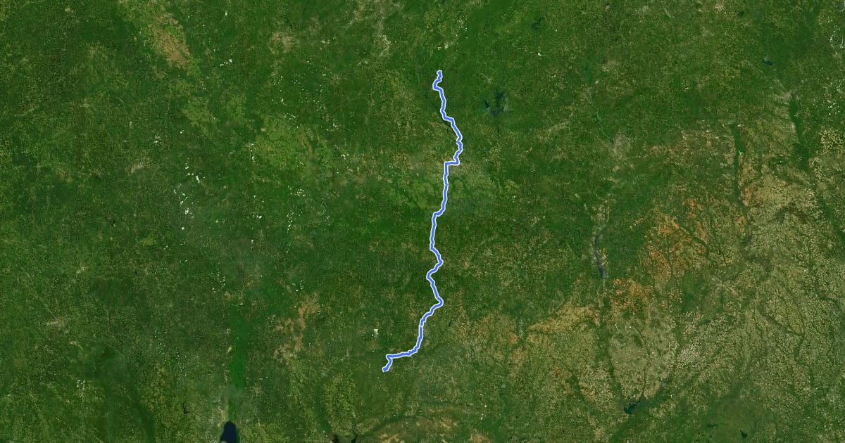 Маршрут Eastern Continental Trail (Alabama roadwalk) на спутниковом снимке