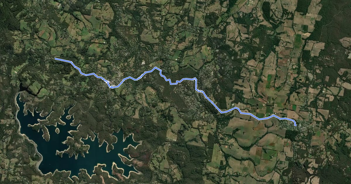 Маршрут Eastern Dandenong Ranges Trail на спутниковом снимке