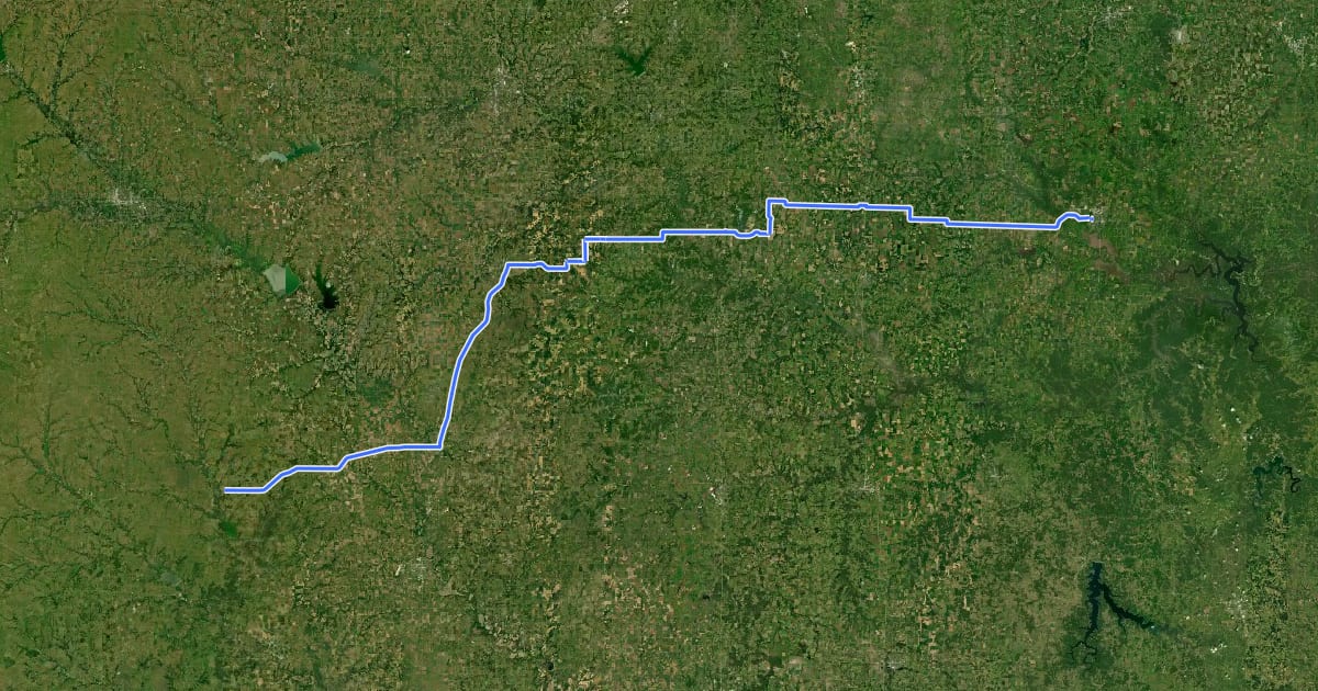 Маршрут Eastern Express Midwest Connector на спутниковом снимке