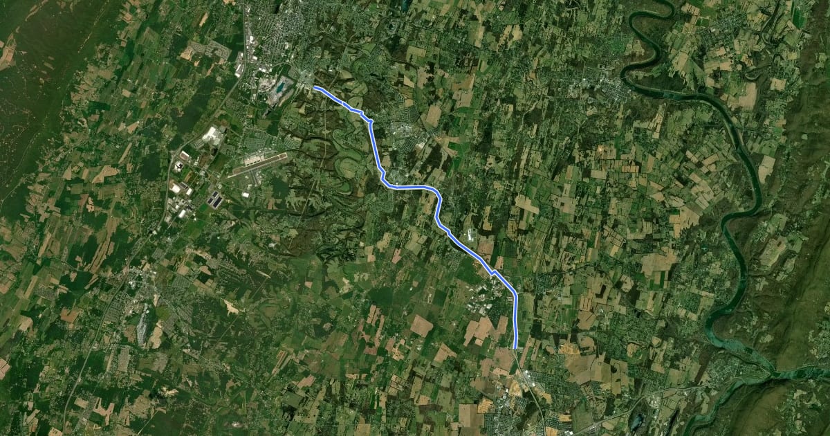Маршрут Eastern Panhandle Recreational Trail на спутниковом снимке