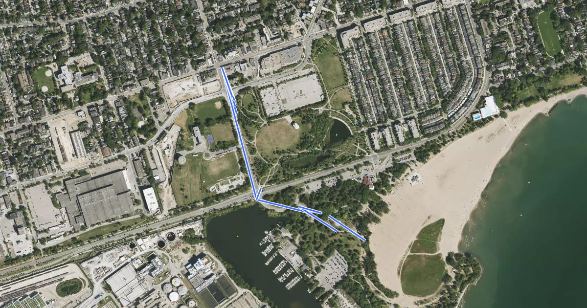 Маршрут Eastern Ravines & Beaches Discovery Walk - Coxwell section на спутниковом снимке