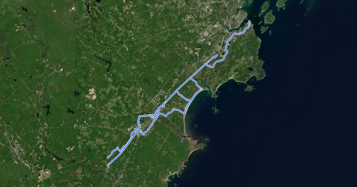 Маршрут Eastern Trail Sections 5-7 на спутниковом снимке