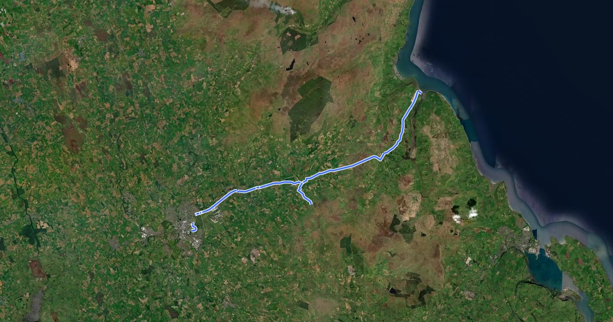 Маршрут ecos Cycle Trail на спутниковом снимке