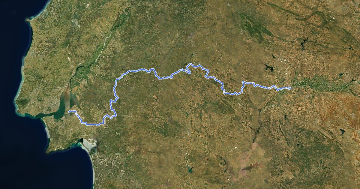 Маршрут Ecovia 11 (Lisboa - Badajoz) на спутниковом снимке