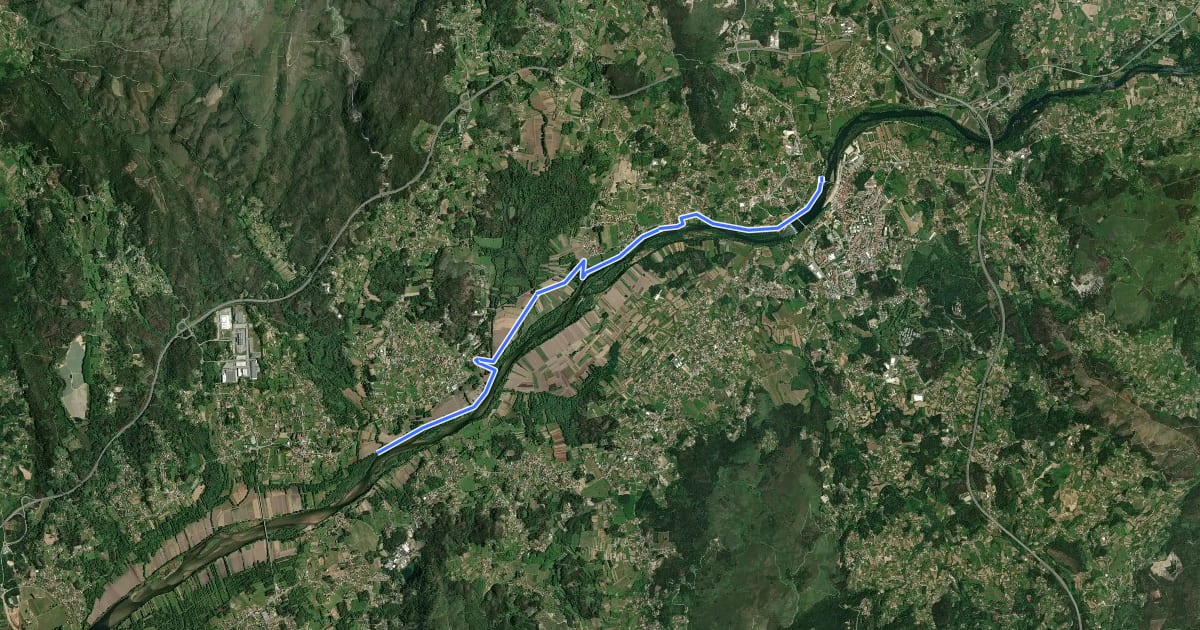 Маршрут Ecovia do Rio Lima - Percurso das Lagoas на спутниковом снимке