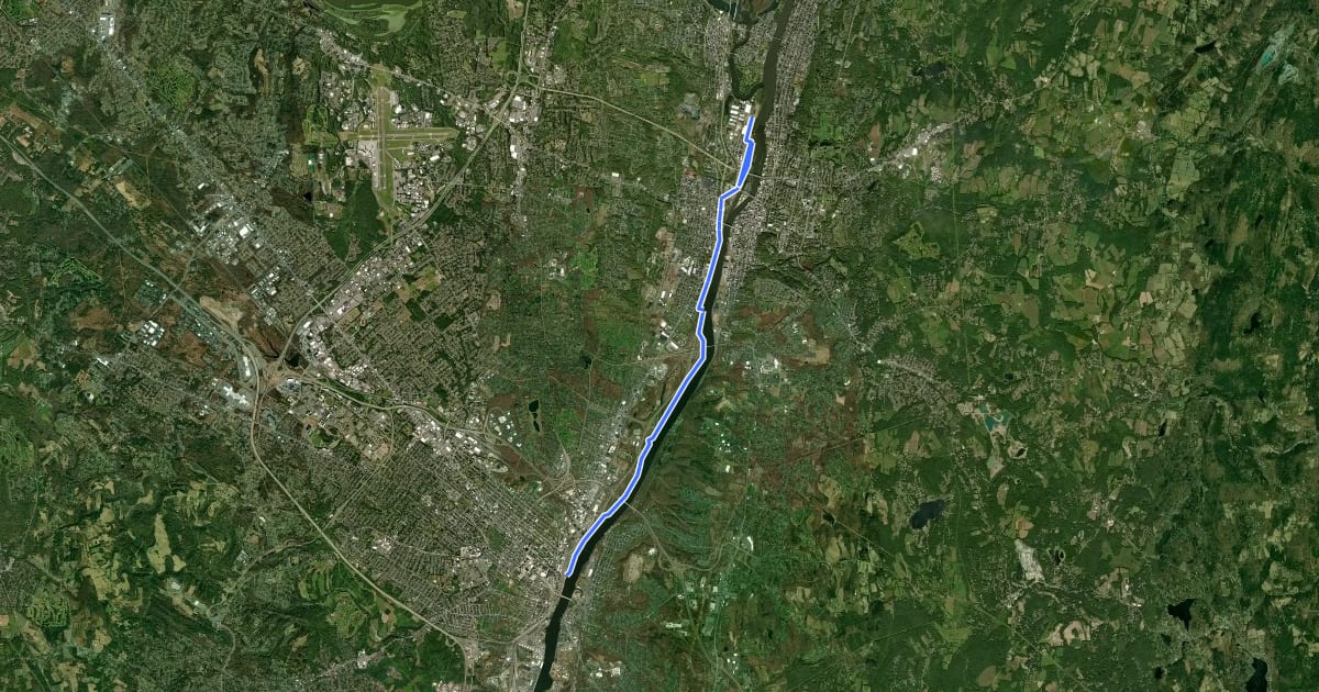 Маршрут ECT - Erie Canalway Trail - 4 Green Island to Albany на спутниковом снимке