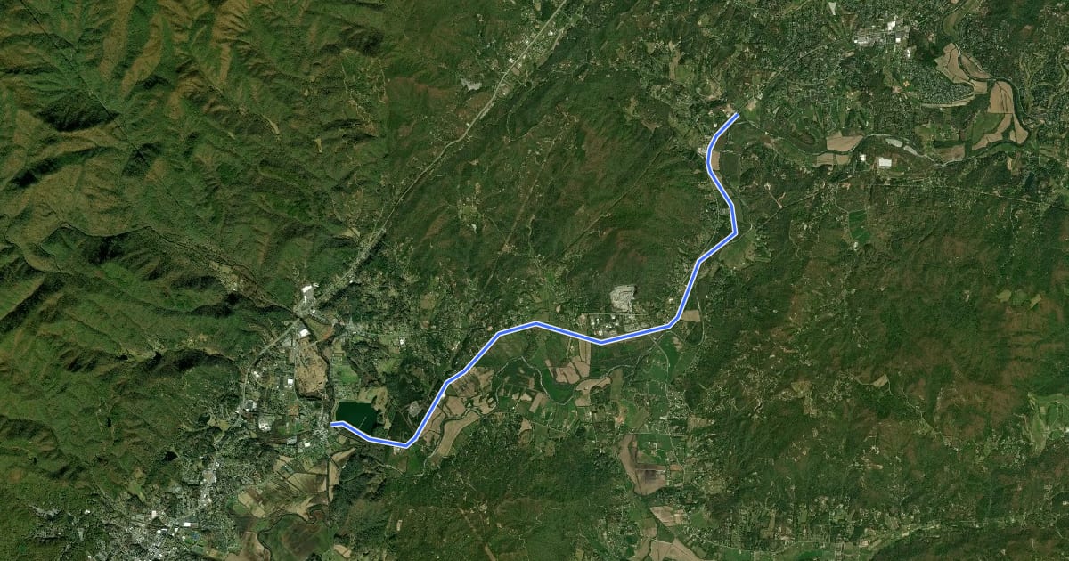 Маршрут Ecusta Trail (proposed) на спутниковом снимке