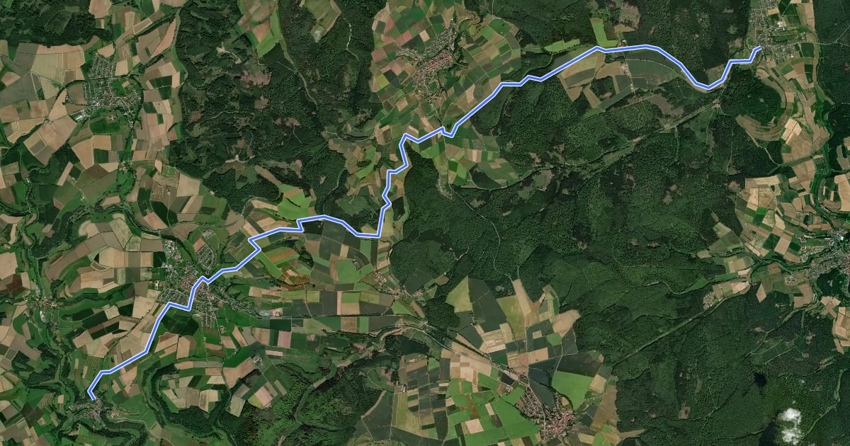 Маршрут Eder-Elbe-Weg на спутниковом снимке