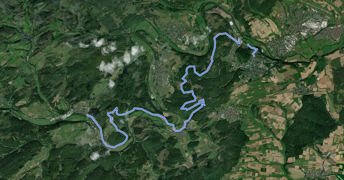 Маршрут Ederhöhenweg Etappe 4 на спутниковом снимке