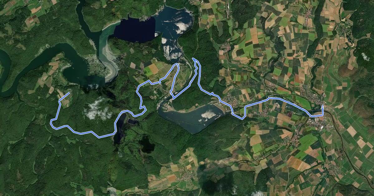 Маршрут Ederhöhenweg Etappe 8 на спутниковом снимке