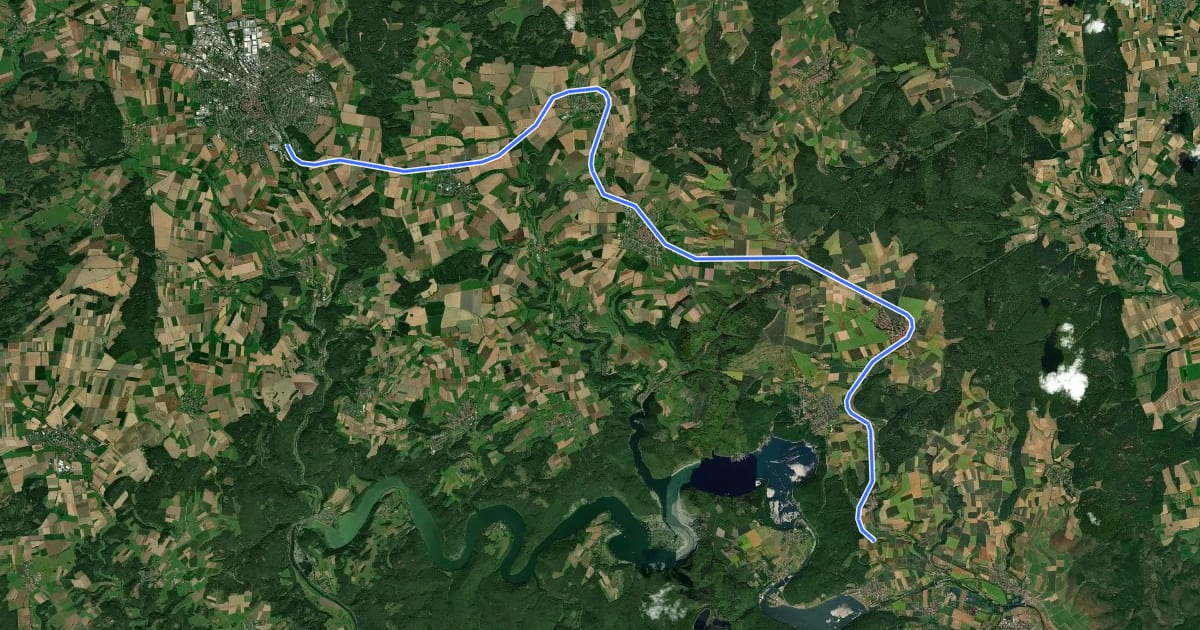Маршрут Ederseebahn-Radweg на спутниковом снимке