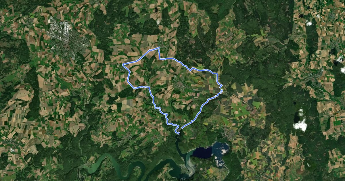 Маршрут Ederseeradweg ER1 на спутниковом снимке