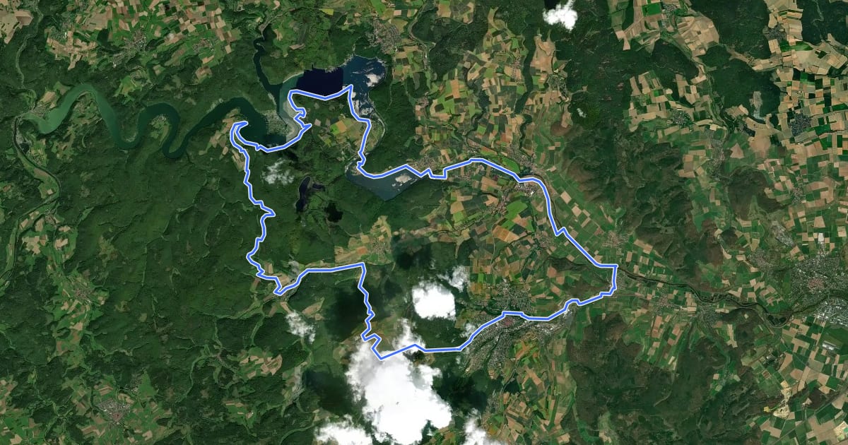 Маршрут Ederseeradweg ER4 на спутниковом снимке