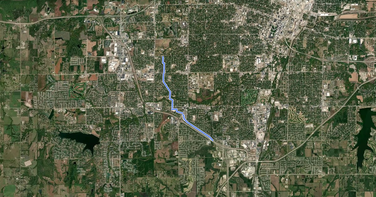 Маршрут Edgewater Bikeway на спутниковом снимке