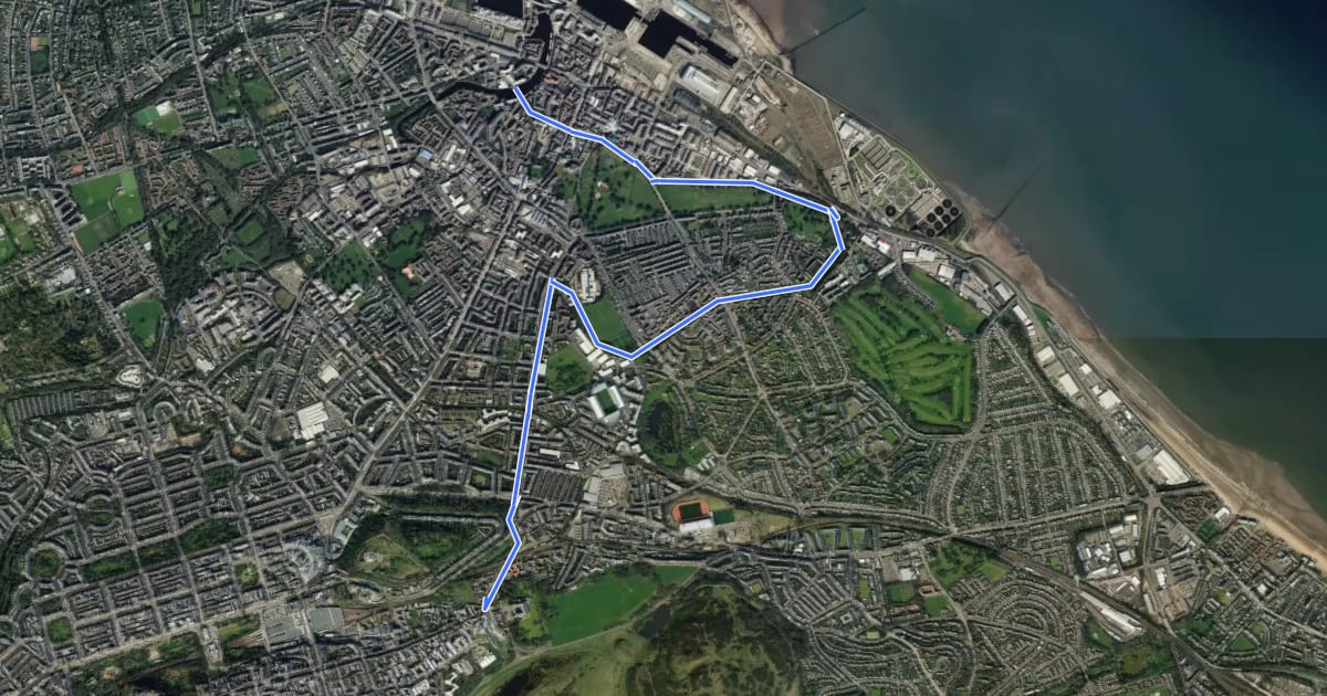 Маршрут Edinburgh core path - Claremont and Easter Road на спутниковом снимке