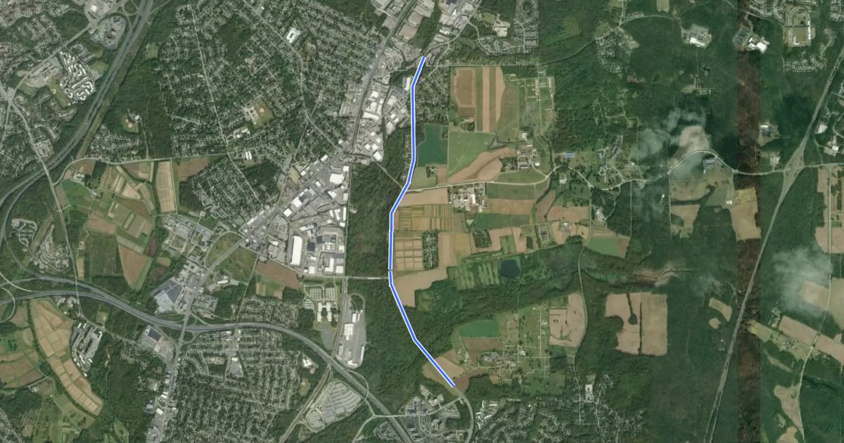 Маршрут Edmonston Rd на спутниковом снимке