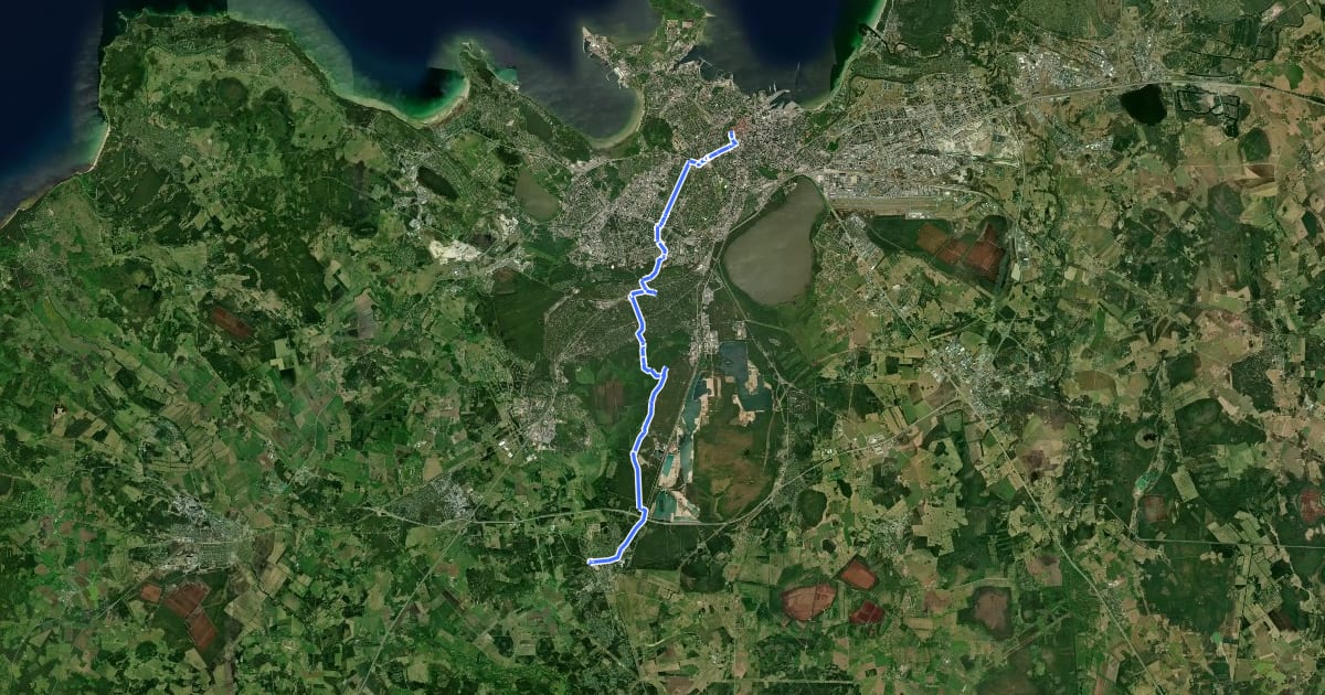 Маршрут Eesti Jaakobitee Day 1: Tallinn – Saku на спутниковом снимке