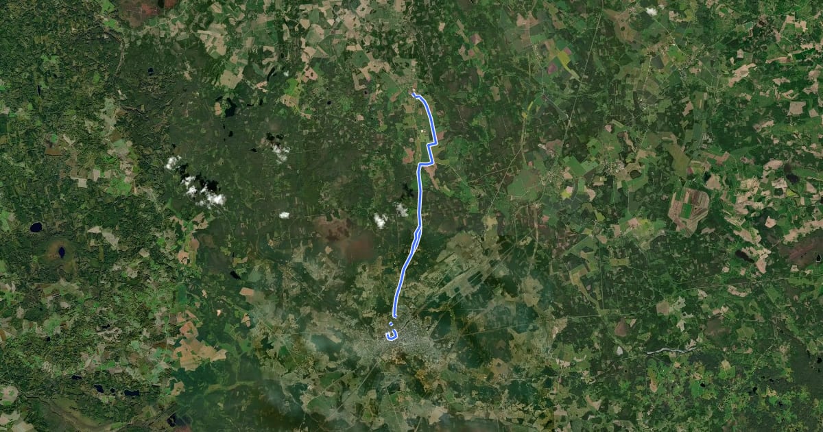 Маршрут Eesti Jaakobitee Day 7: Järvesilma – Valga St. John Church на спутниковом снимке