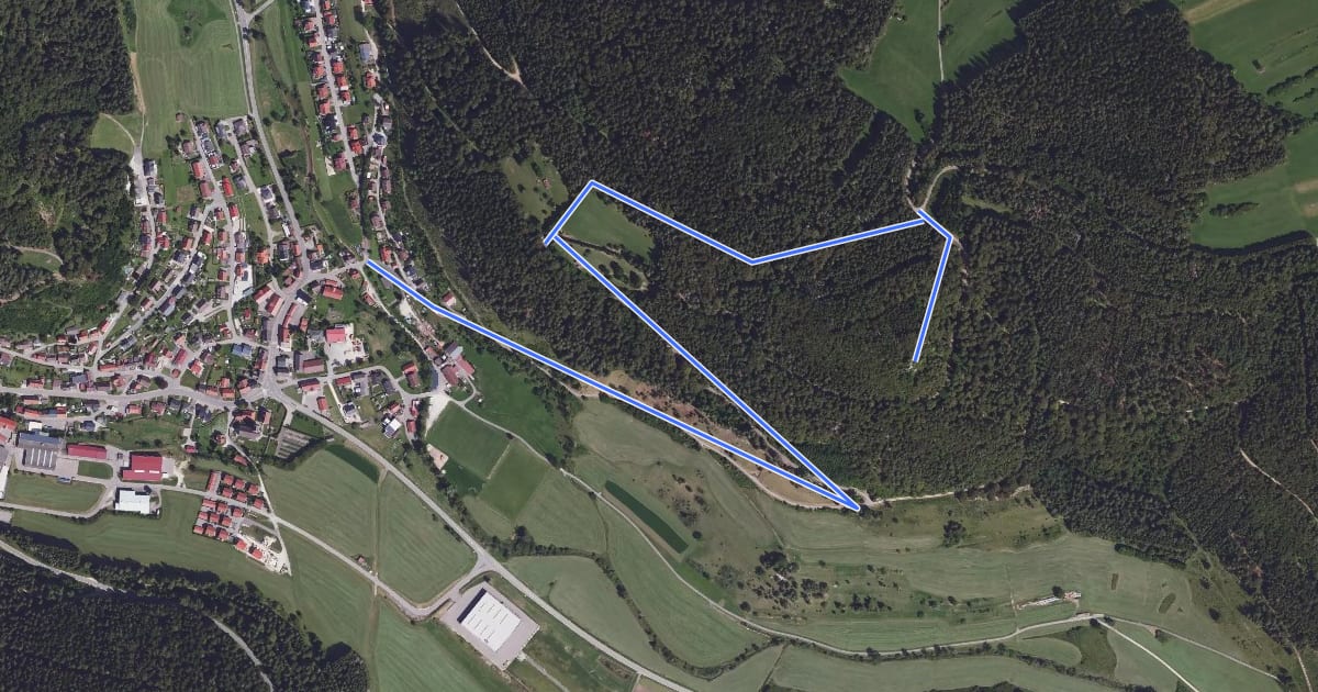 Маршрут Egesheim - Katzenfels на спутниковом снимке