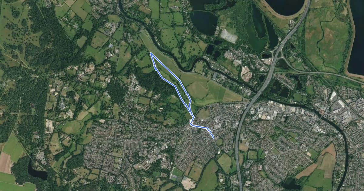 Маршрут Egham to Runnymede Countryside Circular Walk, Runnymede на спутниковом снимке