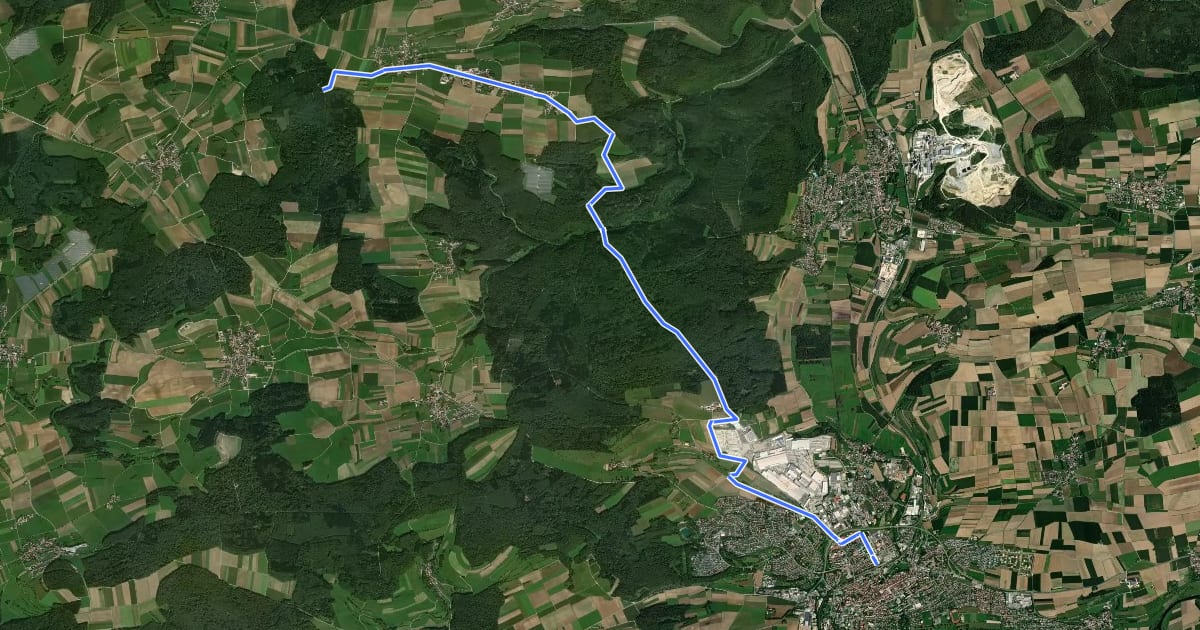 Маршрут Ehingen - Grötzingen на спутниковом снимке