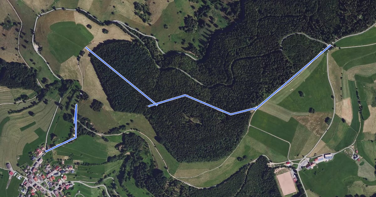 Маршрут Ehrsberg Oberdorf - Waldmatter Kreuz на спутниковом снимке