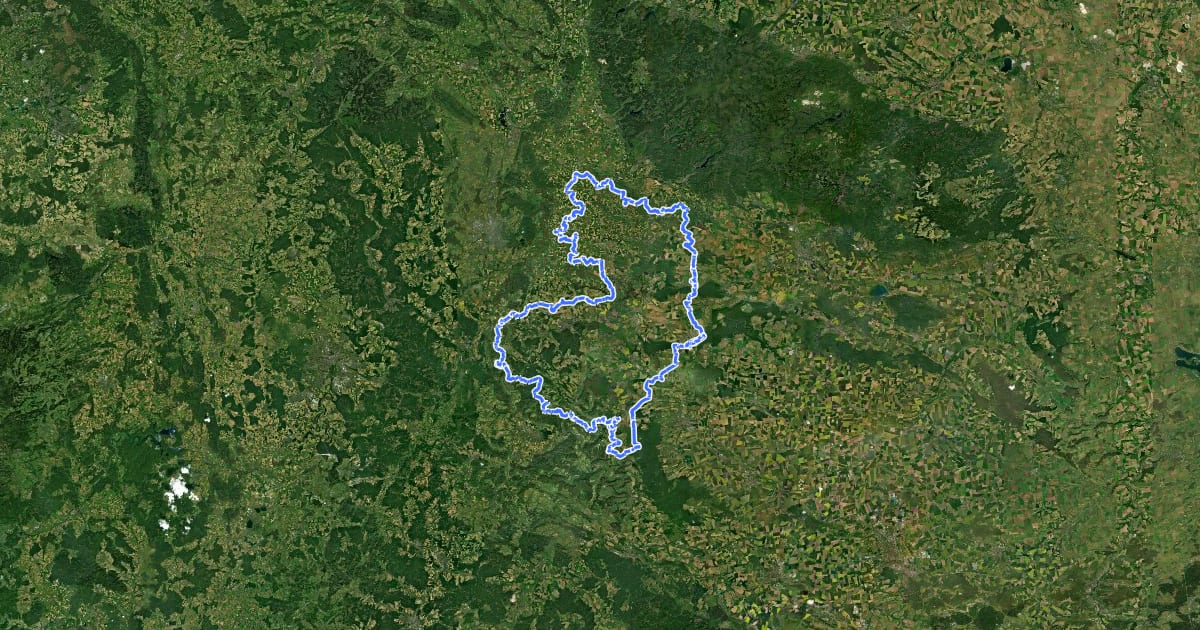 Маршрут Eichsfeld-Wanderweg на спутниковом снимке