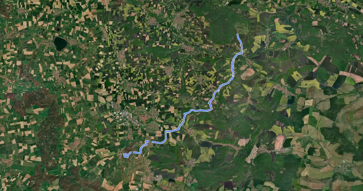 Маршрут Eichsfeld-Wanderweg - Zweig Duderstadt на спутниковом снимке