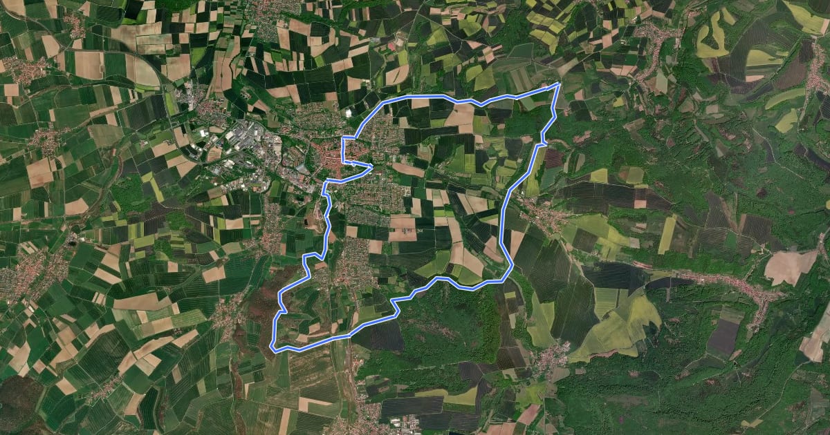 Маршрут Eichsfelder Grenzspuren на спутниковом снимке
