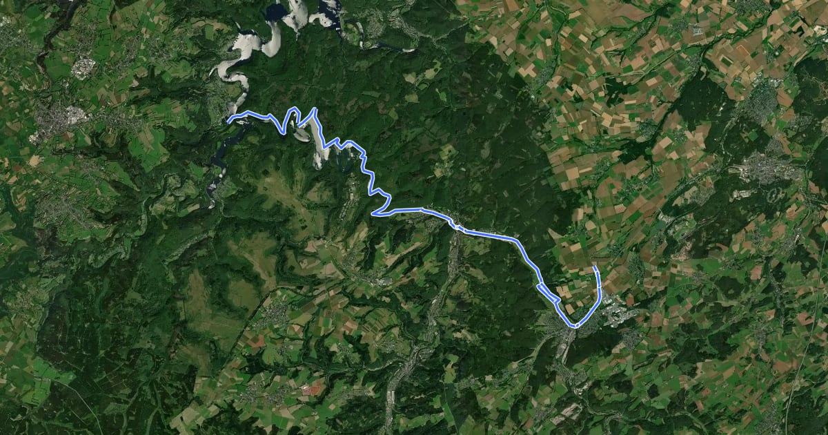 Маршрут Eifel-Höhen-Route (Alternativ-Streckenabschnitt) на спутниковом снимке