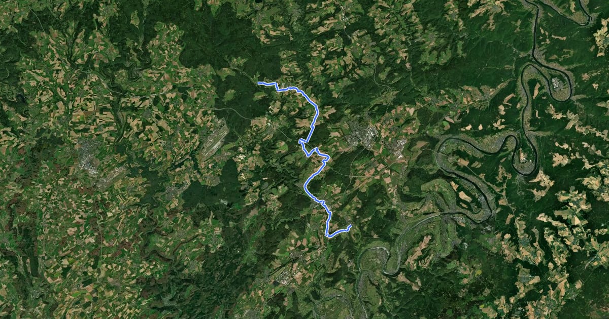 Маршрут Eifel Pilger Radweg на спутниковом снимке