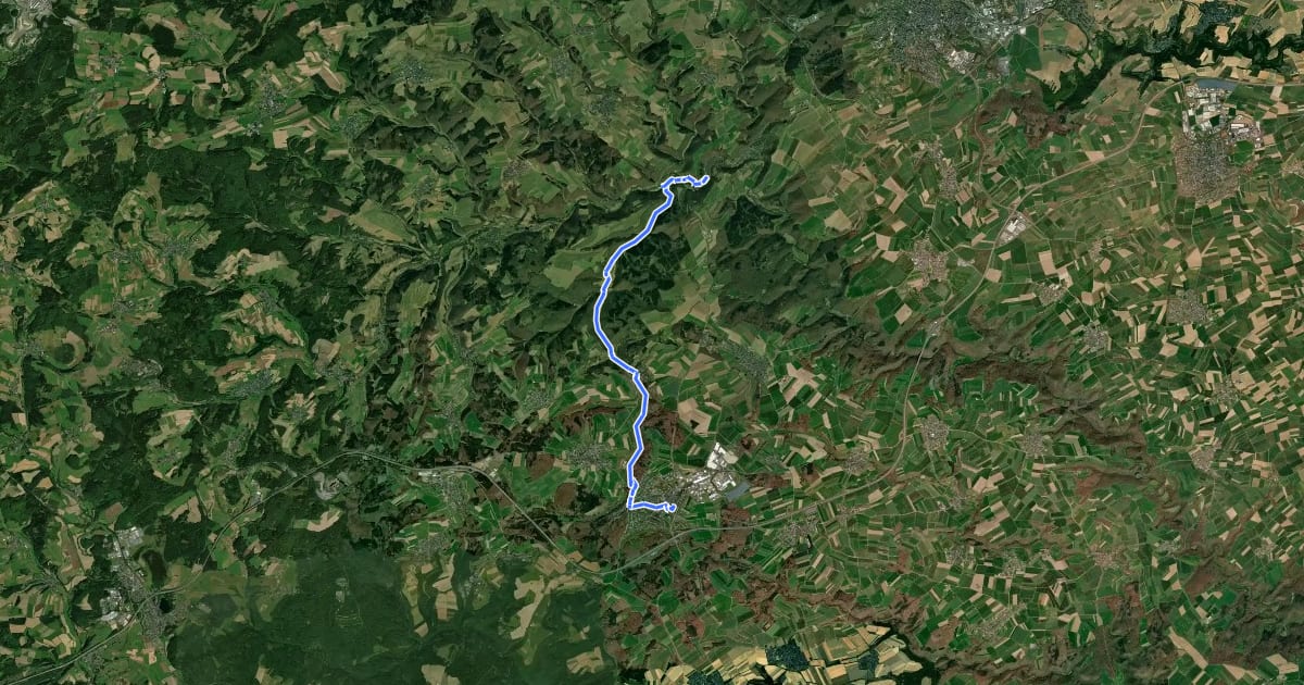 Маршрут Eifel-Schiefer-Radwanderweg на спутниковом снимке