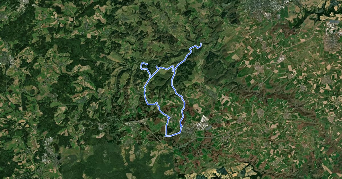 Маршрут Eifel-Schiefer-Radweg на спутниковом снимке