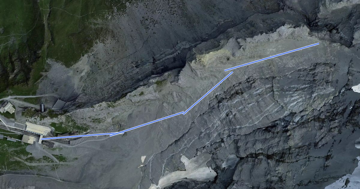 Маршрут Eiger Westflanke на спутниковом снимке