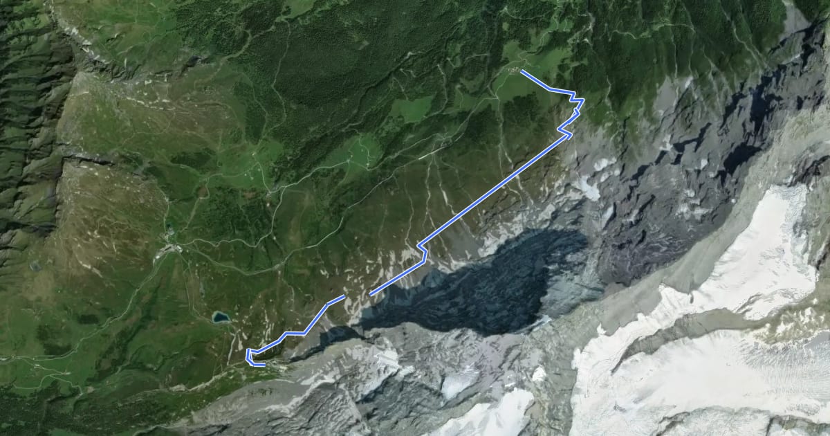 Маршрут Eigertrail на спутниковом снимке