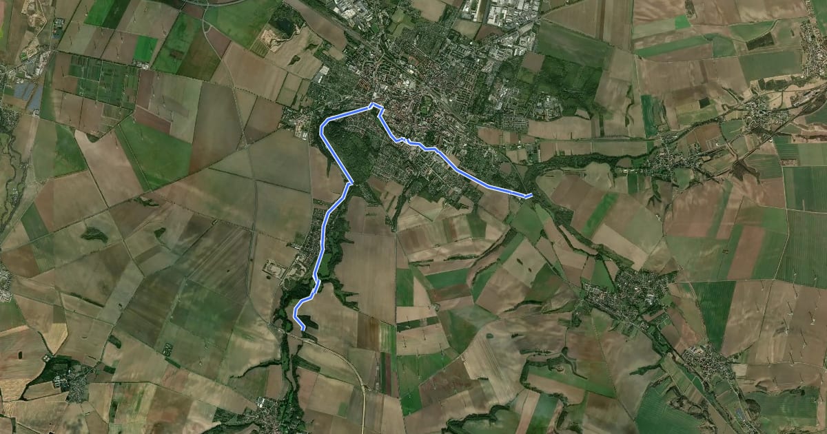 Маршрут Eine-Radweg на спутниковом снимке