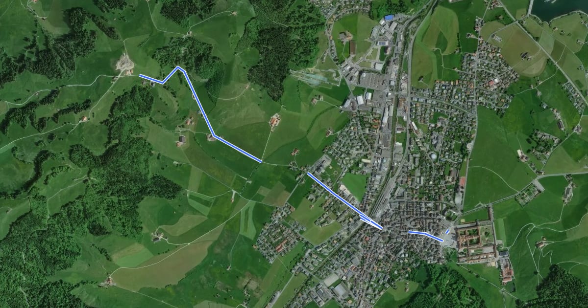 Маршрут Einsiedeln - Chatzenstrick на спутниковом снимке