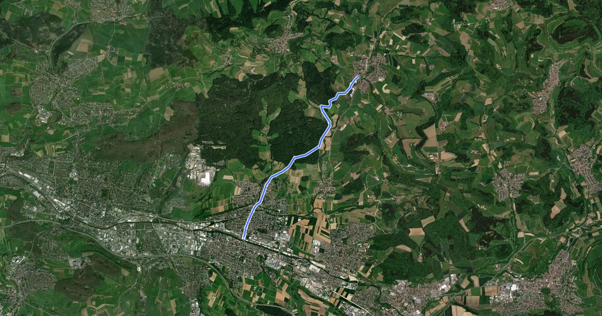 Маршрут Eislingen - Ottenbach на спутниковом снимке