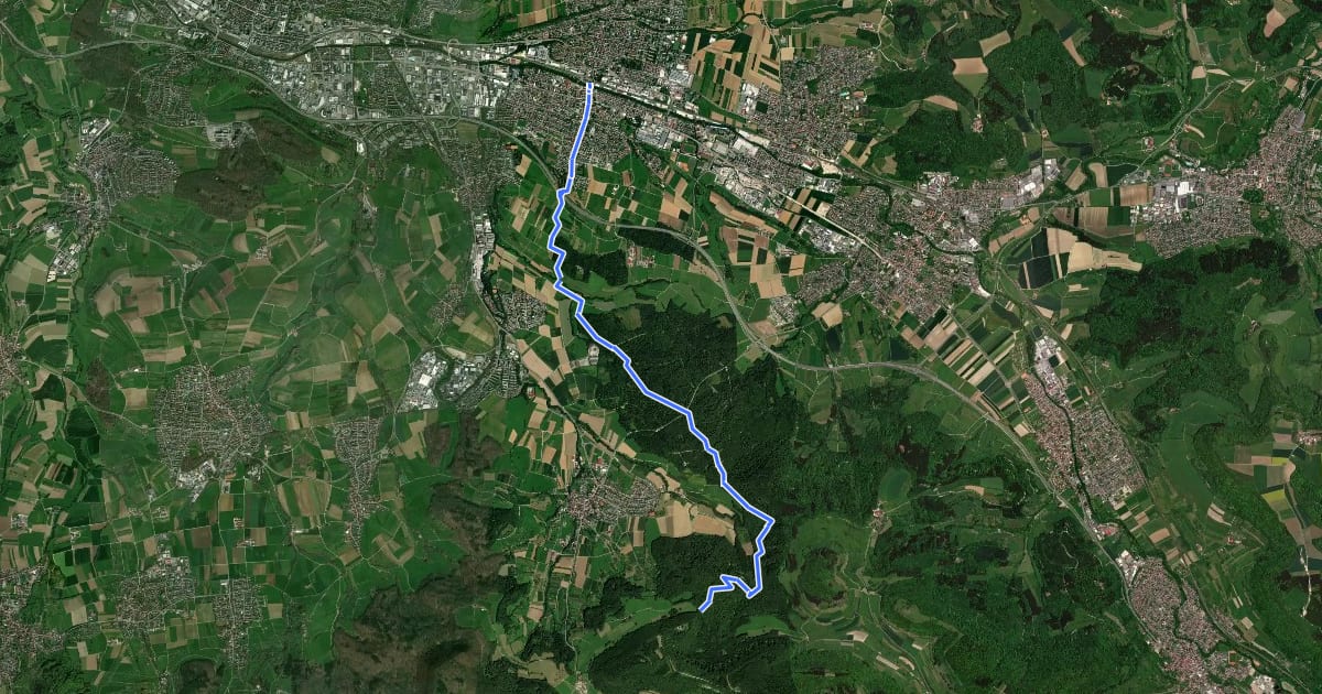 Маршрут Eislingen - Wasserberg на спутниковом снимке