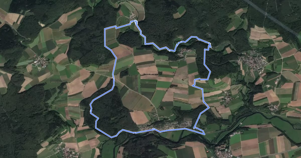Маршрут Eiszeitpfad Donau-Hochberg-Tour (DH) на спутниковом снимке
