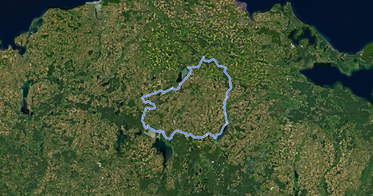 Маршрут Eiszeitroute (Rundroute 1) на спутниковом снимке