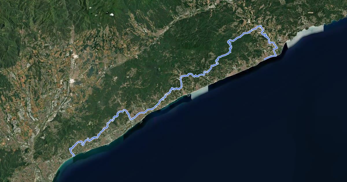 Маршрут Eix Central del Maresme на спутниковом снимке