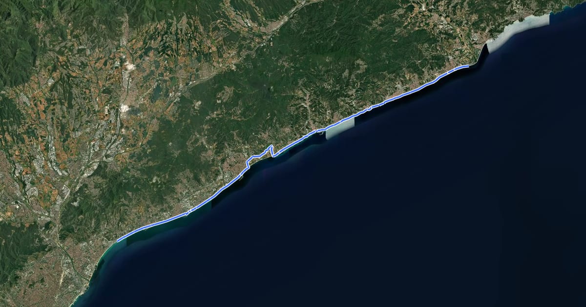 Маршрут Eix de la Costa на спутниковом снимке